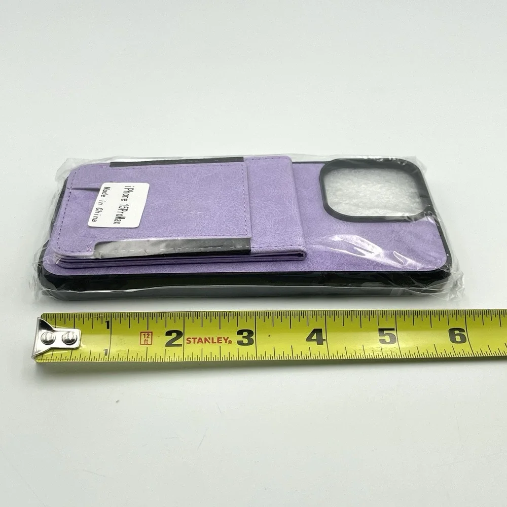 iPhone 15 Pro Max Purple Wallet Case Card‎ Holder Protective Cover New